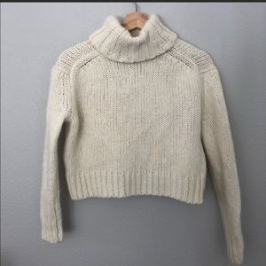 Crop J Crew Turtleneck Wool Cable Knit Sweater XS